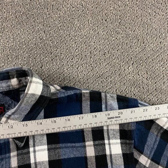 Five Brother Flannel Shirt Men's XL TALL Blue Black Plaid Heavy - Picture 9 of 11
